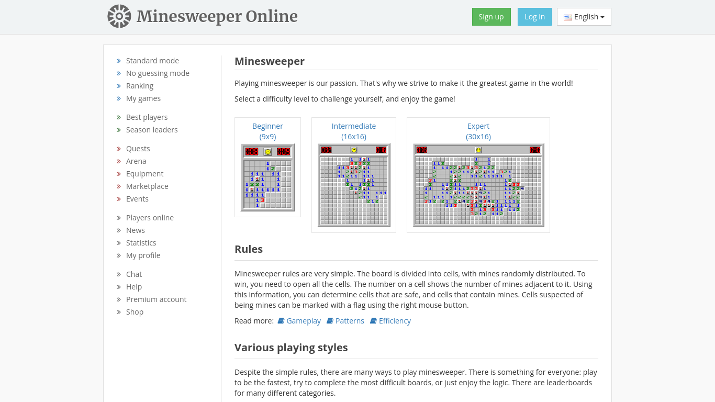 Minesweeper - browser game to kill time